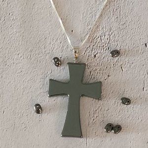 Silver-Finished Brass Cross on a Silver Chain